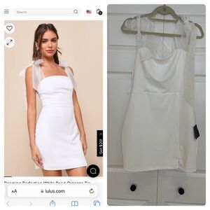 Lulu's White Mini Dress with Sheer Bow Straps